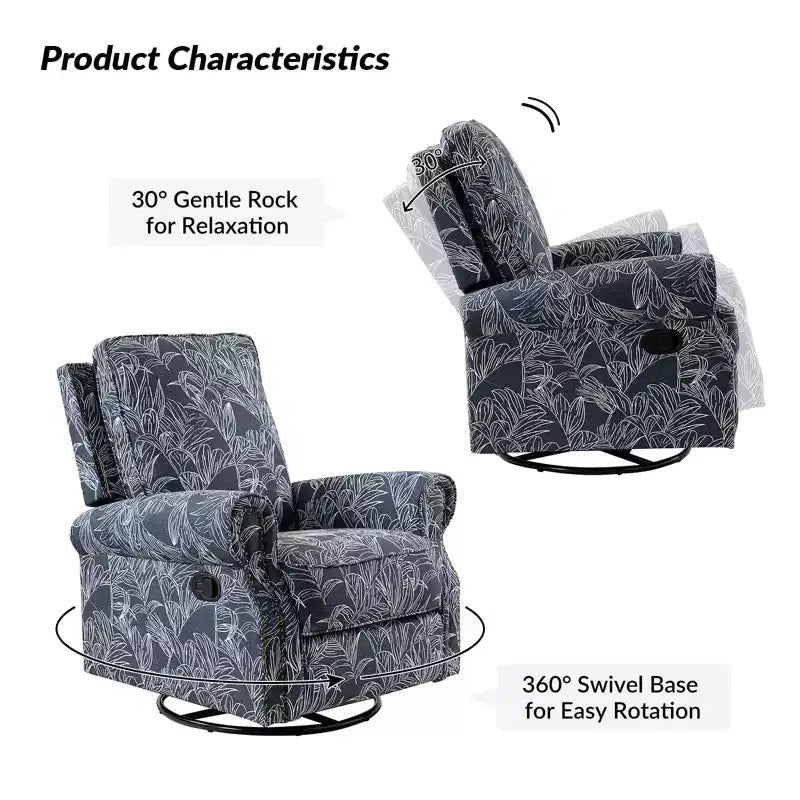 Lot de 2 fauteuils inclinables pivotants manuels traditionnels Pablo avec garnitures cloutées pour salon | KARAT HOME