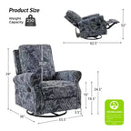 Lot de 2 fauteuils inclinables pivotants manuels traditionnels Pablo avec garnitures cloutées pour salon | KARAT HOME