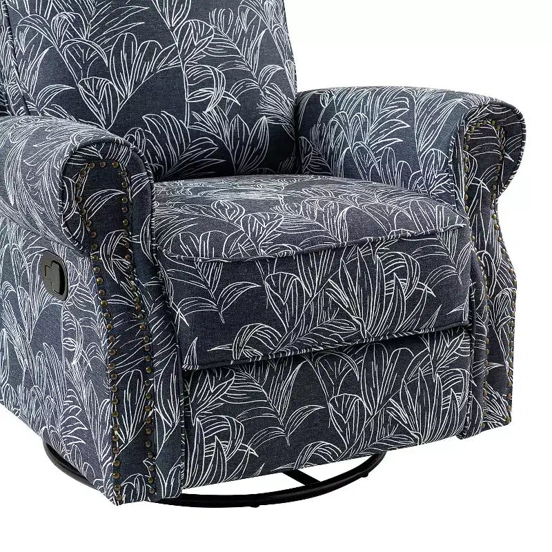 Lot de 2 fauteuils inclinables pivotants manuels traditionnels Pablo avec garnitures cloutées pour salon | KARAT HOME