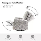 Lot de 2 fauteuils inclinables pivotants manuels traditionnels Pablo avec garnitures cloutées pour salon | KARAT HOME