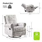 Lot de 2 fauteuils inclinables pivotants manuels traditionnels Pablo avec garnitures cloutées pour salon | KARAT HOME