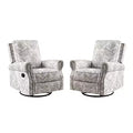 Lot de 2 fauteuils inclinables pivotants manuels traditionnels Pablo avec garnitures cloutées pour salon | KARAT HOME